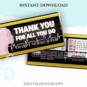 Nurses Week 2024 Candy Bar Wrapper, Krankenschwester Wertschätzung Candy Bar Wrapper, Nurses Week Gefälligkeiten, Nurses Week Schokoladenverpackungen Fit 1,55 oz