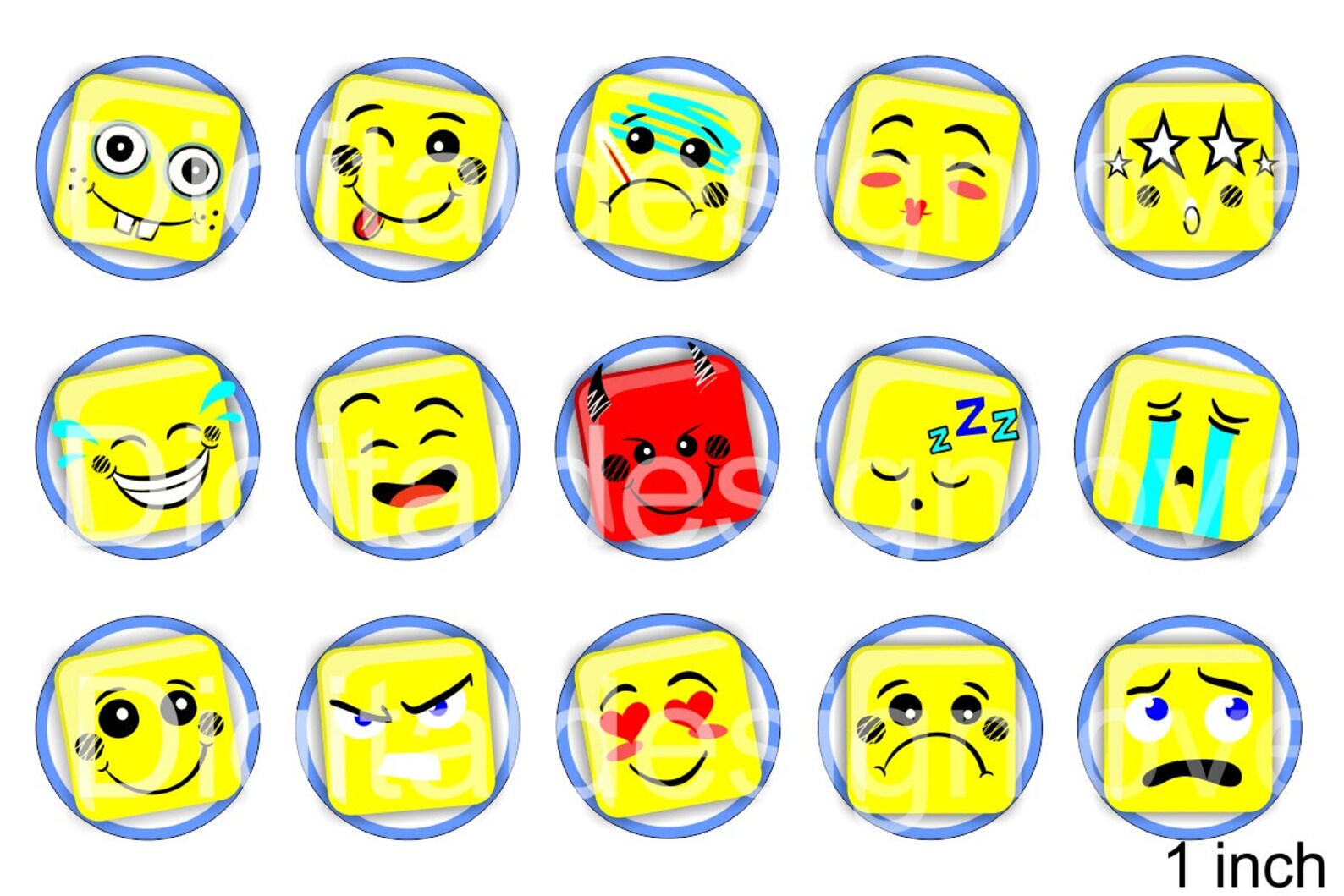 Emoji Bottle Cap Images 1 INCH Round Images Emoji Bottle Cap Etsy