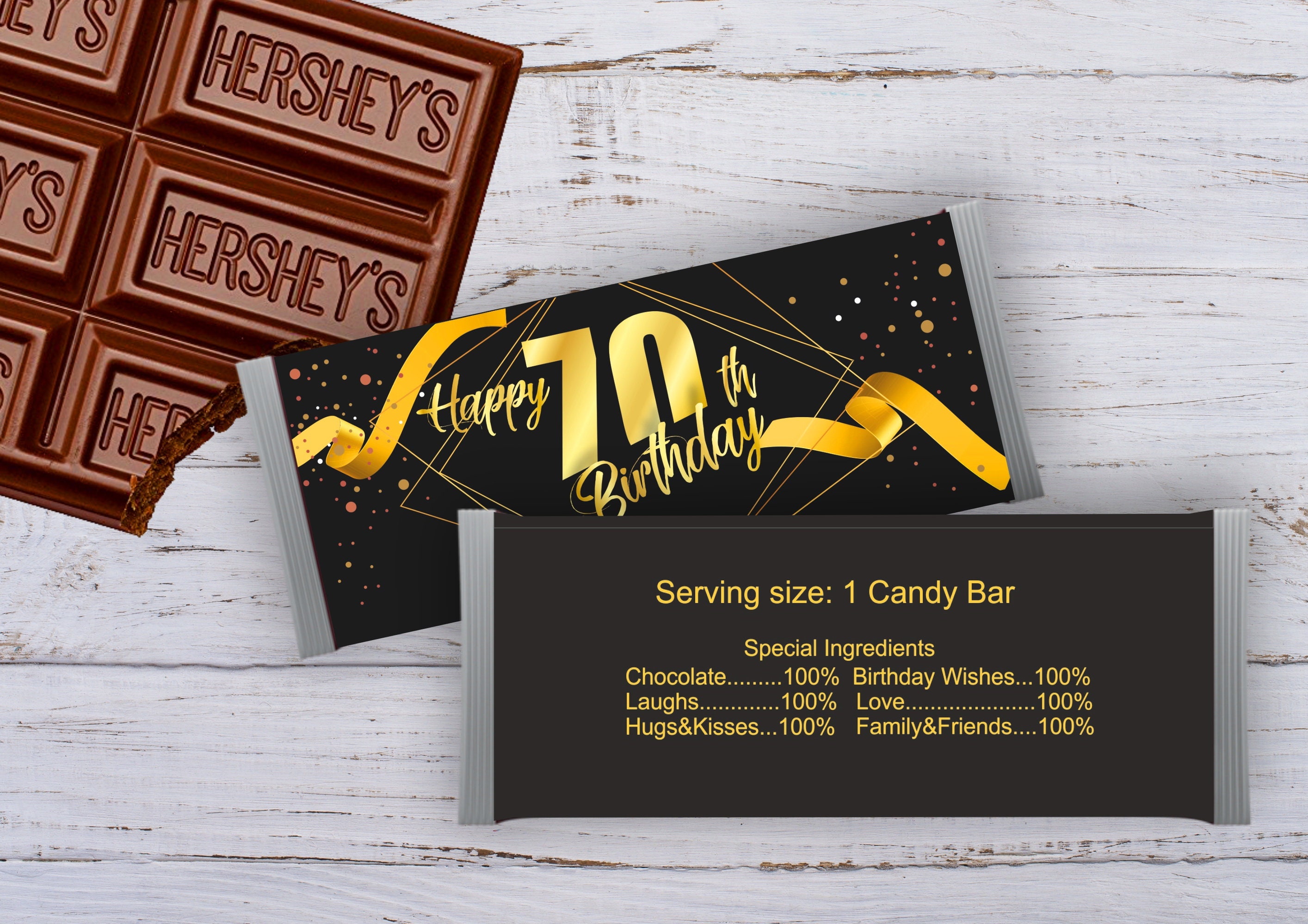 70th Birthday Candy Bar Wrappers 70th Birthday Design Candy | Etsy