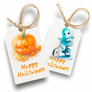 Printable Halloween Treat Tag, Trick or Treat Favor Bag Tag, Personalized Halloween Gift Tag, Pumpkin Halloween Tags, Halloween Ghost Tags
