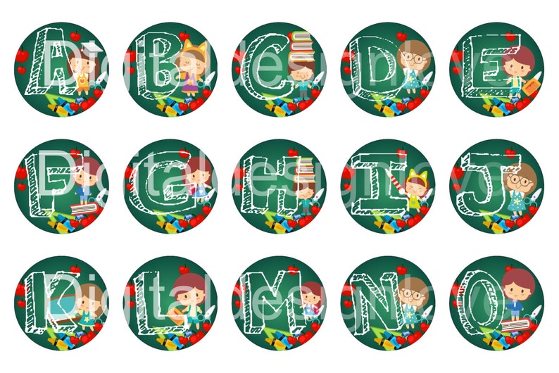 Alphabet Back To School Bottle Cap Images Alphabet Abc Bottle | Etsy