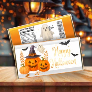 Emballage de barre chocolatée d&#39;Halloween, Cadeaux pour fête d&#39;Halloween, Bonbons d&#39;Halloween, Emballage de chocolat d&#39;Halloween, Sacs de bonbons d&#39;Halloween, Emballage d&#39;Halloween