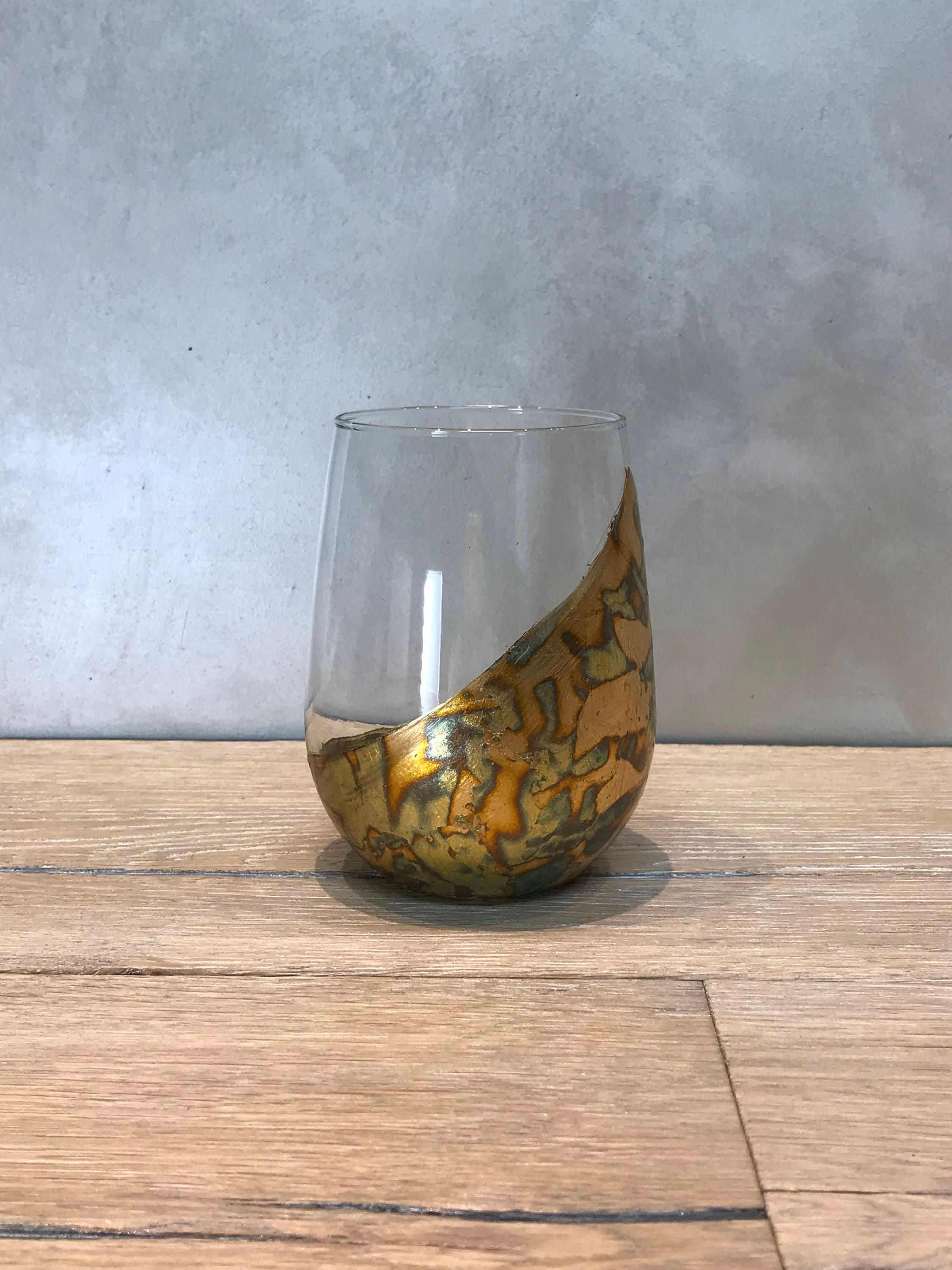 Variegated RedCopper Tipsy Stemless Wine glasses