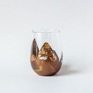 bronze with mixed metal peaks -  Mountains Stemless wineglass
