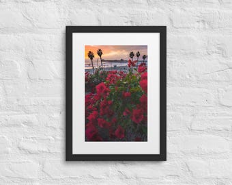 San Diego Sunset Over Oceanside Pier – Vibrant Coastal Wall Art, Framed Photo, Ready to Hang!