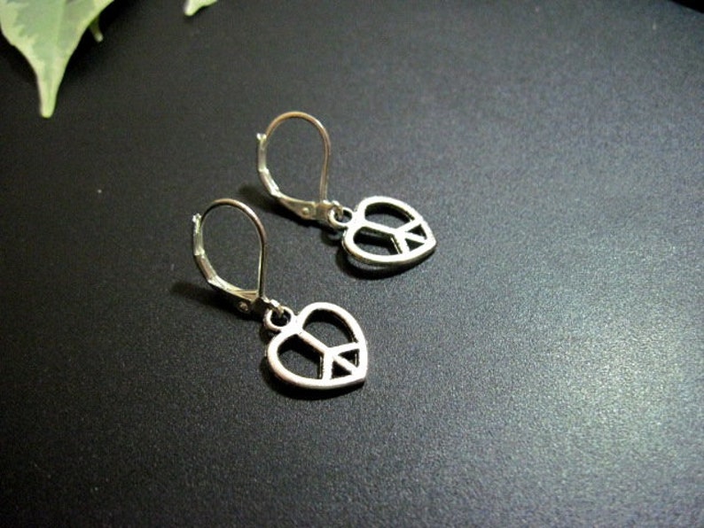 Single earringpair of earrings Mens silver peace sign dangle earrings Earrings for menwomen, One male earring
