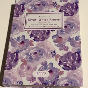 Traum Gewebte Blumen | 100 Stück Floral Scrapbook Papier | Vintage Rosen violettes Papier | 10x5,5-Zoll große Tear-Out-Blätter für Journaling & Collage