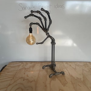 Left Handed Robot Black Iron Pipe Lamp