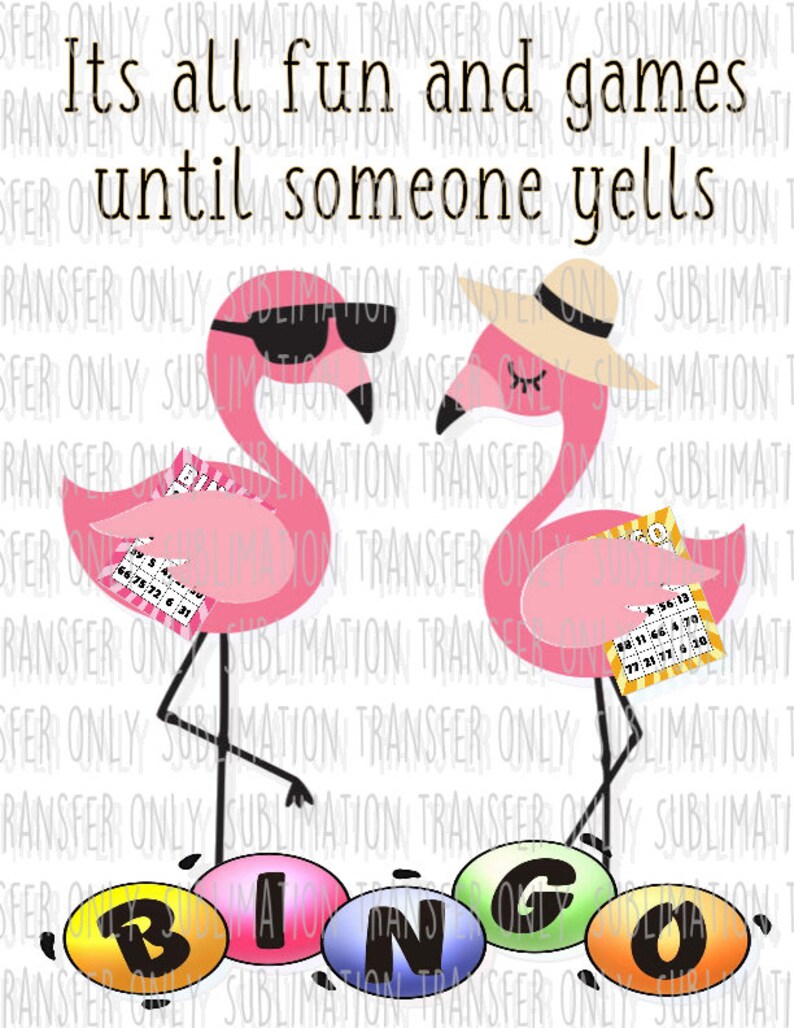 Flamingo bingo sublimation transfer Etsy