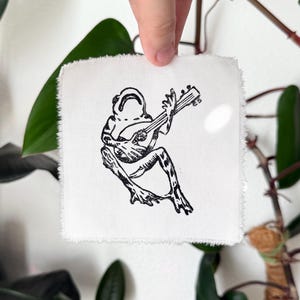 Frog Bard Patch | Handmade Stamped Sew-On Patch | Thyme & Space Design