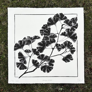 Giant Ginkgo Biloba | Large-Scale Handmade Linocut Art Print | Thyme & Space Design