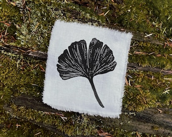 Ginkgo Leaf Patch | Handmade Stamped Sew-on Patch | Thyme & Space Design