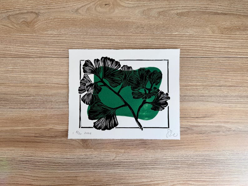 the print on a wooden desk background.
