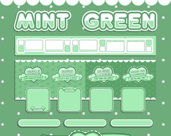 Amour-layout | Mintgrön | Alla hjärtans dag-streaming-overlay | Hjärtlayout | Galentiner