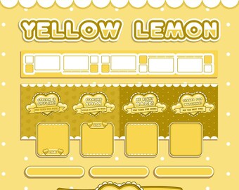 Amour-layout | Gul citron | Alla hjärtans dag-streaming-overlay | Hjärtlayout | Galentiner