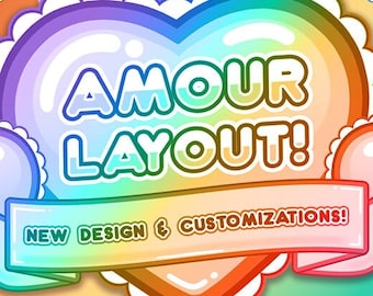 Amour Layout Fullständig uppsättning | Alla hjärtans dag streaming-overlay | Hjärtlayout | Galentinerna