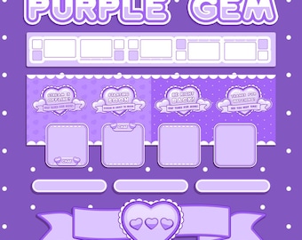 Amour-layout | Lila ädelsten | Alla hjärtans dag-streaming-overlay | Hjärtlayout | Galentinerna