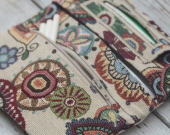 Tobacco pouch, multi color tapestry fabric tobacco case, mandala designs upholstery fabric, handmade tobacco pouch