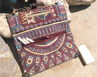 Rolling tobacco pouch, tapestry fabric, colorful indian pattern, upholstery fabric, tobacco holder, smoke accessories