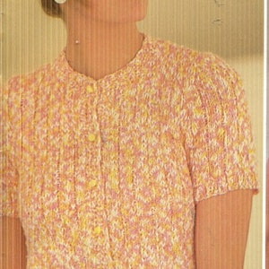 Misses Summer Cardigan with Short Sleeves PDF Knitting Instructions Instant Download