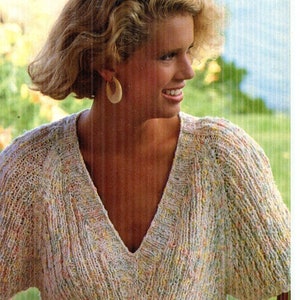 Misses Pull Over V Necked Sweater, V Necked Top PDF Knitting Instructions PDF Instant Download Instructions