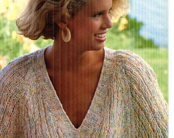 Misses Pull Over V Necked Sweater, V Necked Top PDF Knitting Instructions PDF Instant Download Instructions