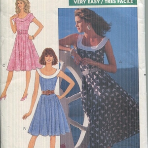 Misses&#39; Dress Pattern UNCUT Butterick 6424 | Short Sleeves or Sleeveless, Side Zipper, Fitted Bodice, Flared Skirt Date 1988 Sizes 6 8 10 12