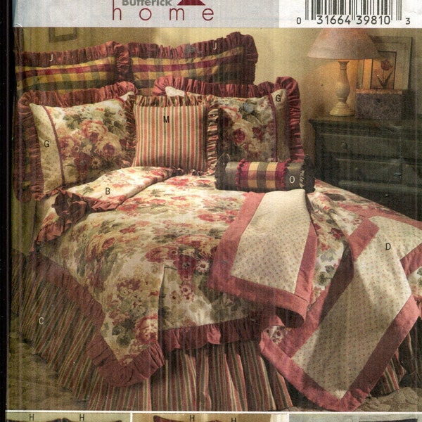 Home Decorating Pattern Full-Queen-King Comforter, Bed Skirt, Square Pillows, Pillow Sham, Euro Sham, Throw  UNCUT/FF- Butterick 4564