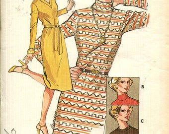 Patroon Misses'-jurk, semi-getailleerd, pullover-jurk met lange mouwen en nekvariaties Op maat 10 gesneden Kwik Sew 849 Datum jaren 1980-maten 6 8 10