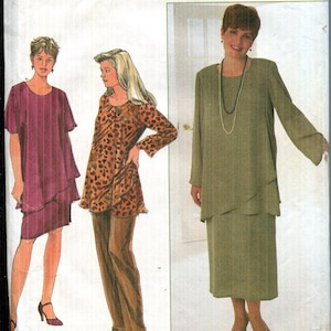 Simplicity 7907 Womens Pattern UNCUT 1997 Flared Tunic Straight Skirt & Pants Asymmetrical Hem, Short or Long Lengths, Sizes 26W 28W 30W 32W
