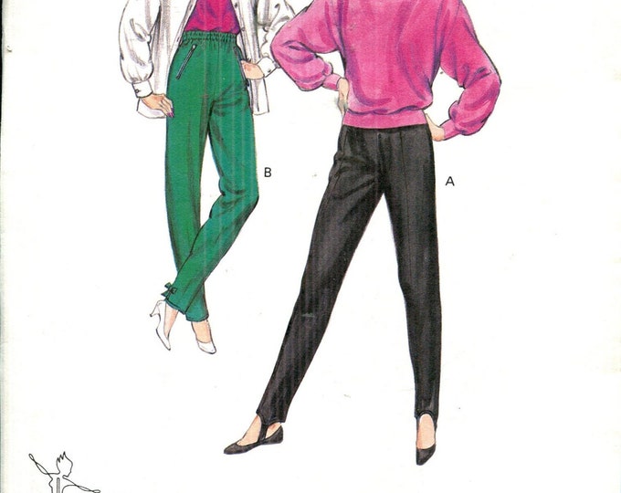 Pattern Misses Pull on Pants Elastic Waistline Elastic Stirrups Front ...