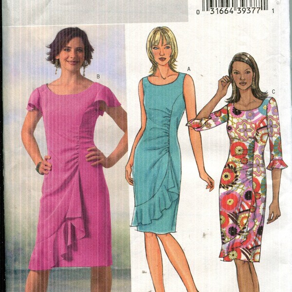 Pattern Misses' Dress Mid Knee length, Semi Fitted Straight Dress, Front Flounce -CUT Sz 10 Butterick 4450-Available Sizes BB 8 10