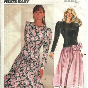Pattern Misses&#39; Dress, Below Mid Calf or Lower Calf, Dropped Waist, Flared Skirt CUT sz 12 Butterick 4507 Available Sizes 6 8 10 12