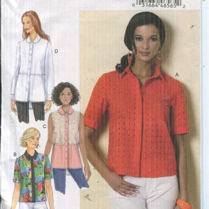 Loose Fitting Shirt Sewing Pattern, Front Button Band, Sleeveless or Sleeve Options, UNCUT Butterick 6324 Sizes 14-22
