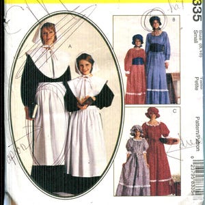 Pattern Adults Costume Semi Fitted Dress, Pilgrim, Settler ,Prairie Dresses ,Apron, Hat  McCalls 8335 -Dated 1996  Sizes Small 8-10 CUT