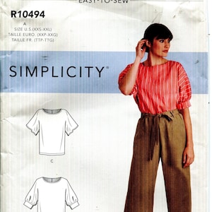 Wzór - Misses Pull Over Dress lub Tops, Pull On Pants UNCUT/FF Simplicity 10494 - Seria łatwa do szycia - Data 2020 - Rozmiary A XXXXL XXXXL XXXXL XXXXL