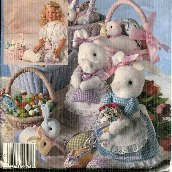 Craft Pattern Stuffed Bunnies, Fabric Baskets, Baby Bunnies, Eggs, Sack, UNCUT/FF-McCalls 2395 Crafts Series Dated 1986