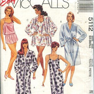 Pattern Pullover Nightgown in Two Lengths & Robe in Three Lengths-CUT-Easy McCalls 5112--Sizes Ex Small (6-8) Bust 30 1/2- 31 1/2