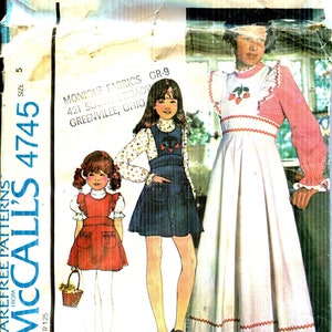 Pattern Girls ,Pinafore Jumper, Blouse UNCUT/FF McCalls 4745 Sizes 5