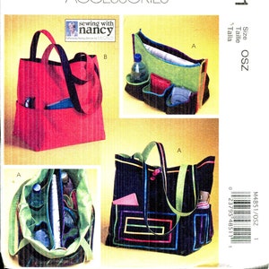 Pattern For Two Different Totes 13 1/2&quot; x 15&quot; View A Inside Detachable Organizer UNCUT/FF McCalls 4851 Fashion Accessories
