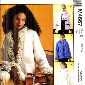 Pattern Misses'/Miss Petite Unlined, Straight Jackets,  UNCUT Easy McCalls 4667- Sizes Z Large XLarge