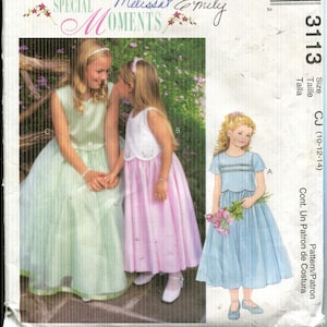 Patroon Kindermeisjesjurk Volledige rok, overbodice, overrok ONGESNEDEN/FF McCalls 3113 Special Moments-serie - Gedateerd 2001 - Maten CJ 10 12 14