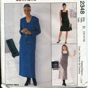 Pattern Misses&#39; Sleeveless Dress in Two Lengths-Unlined Jacket with long Sleeves  UNCUT/FF- Easy McCalls 2348- Dated 1999 Sizes D 12 14 16