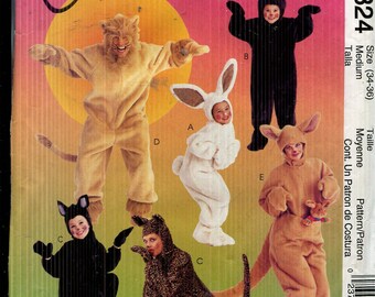 Pattern Adult Halloween Costumes-Lion, Bear, Mouse, Cat, Bunny Rabbit, Kangaroo UNCUT/FF -McCalls 324- Dated 2001-Size Medium (34-36)