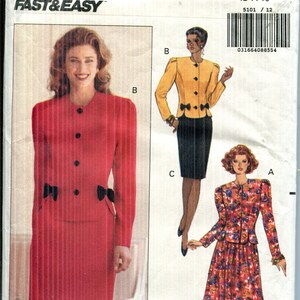 Pattern Misses&#39; Semi Fitted Long Sleeve Button Front Top, and Tapered or Flared Skirt  UNCUT/FF- Butterick 5101  Sizes 12 14 16