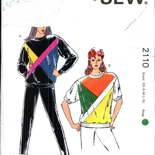Pattern Misses' Pull Over Loose Fitting Tops, Pull On Pants, Color Blocked Front, Extended Shoulders Kwik Sew 2110  Sizes Xs S M L XL