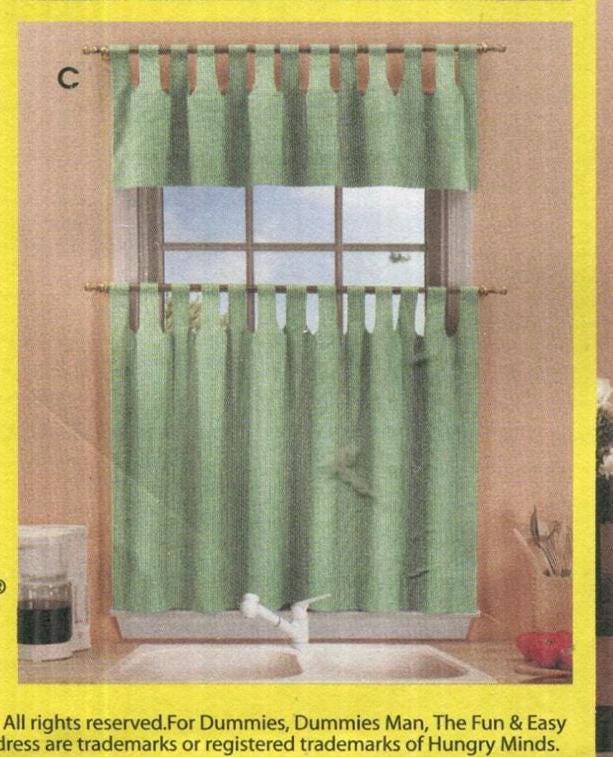 Fringed Valance Sewing Pattern With Tabs & Scalloped Edge, Tied Tab ...