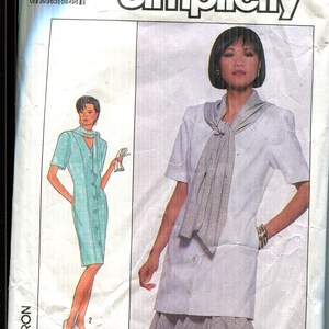 Pattern Misses&#39; Dress and Two Piece Dress, Princess Seamed Fitted, Button Front -CUT Simplicity 9040-Dated 1989-16 Bust 38 Waist 30