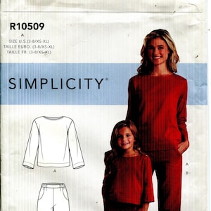 Patrón para blusas y pantalones de jersey para señoras/niñas SIN CORTAR/FF-Simplicity 10509 Fechado 2020 Tallas Adulto Xd S M L Xl Niño 3 4 5 6 7 8