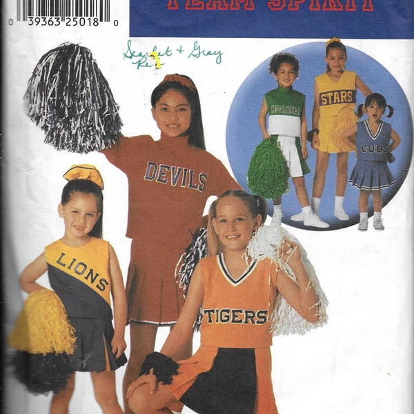 Pattern Cheerleader's Uniform Pleated Skirt, , Sleeveless Top, V neck Top,Knife pleated CUT Sz 6  Simplicity 9798-Dated 2001 Sizes 2 4 6